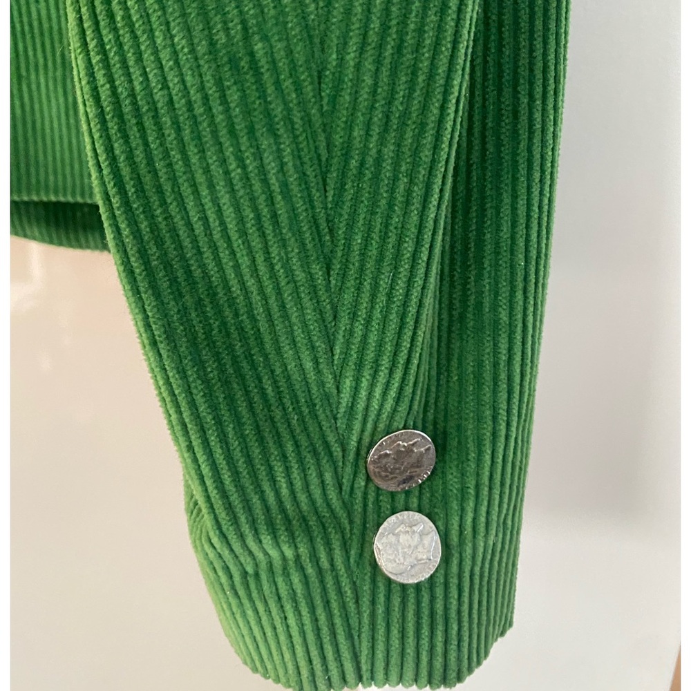 Alice + Olivia structured green corduroy elbow patch 2-button jacket blazer LARG - Picture 6 of 7